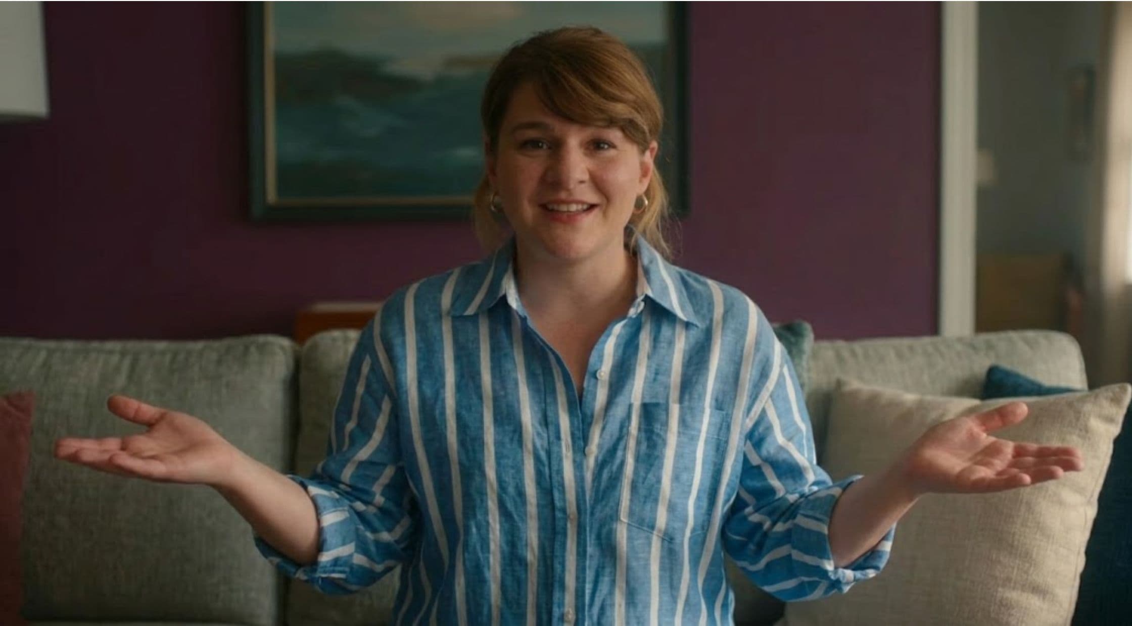 How to Get Ruth Madeley’s Blue and White Striped Linen Shirt Look